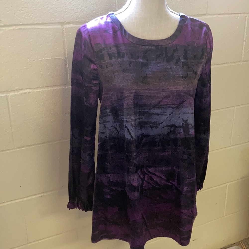 Simply Vera by Vera Wang Purple & Black Blouse - Picture 3 of 14